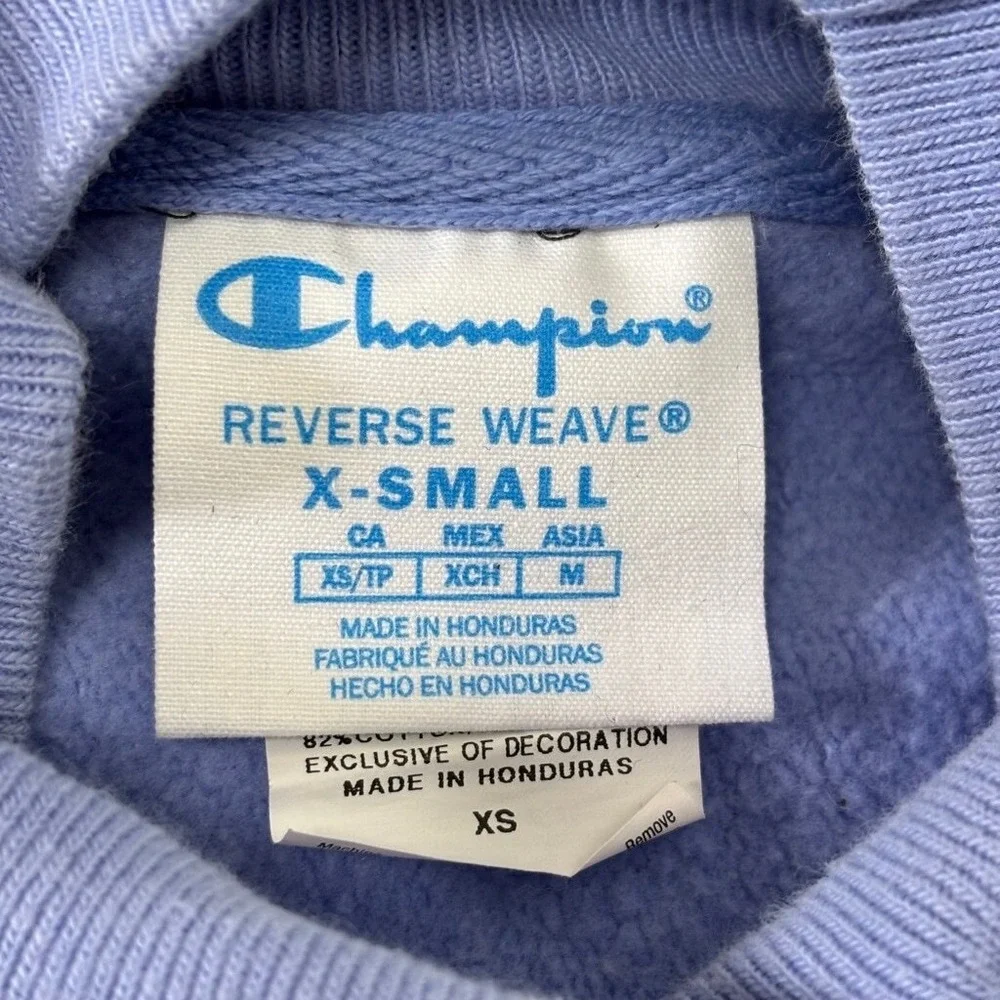 Champion Reverse Weave Oversized Sweatshirt Womens XS Periwinkle Crop Athleisure